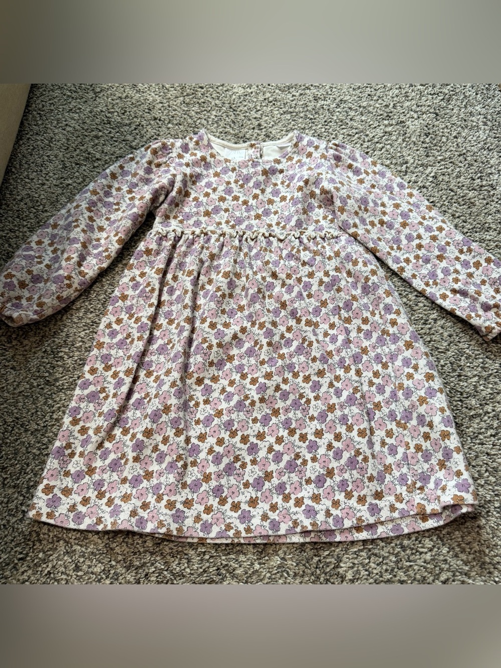 Girls' Zara Floral Long-Sleeve Dress - Lavender Brown size 5/6